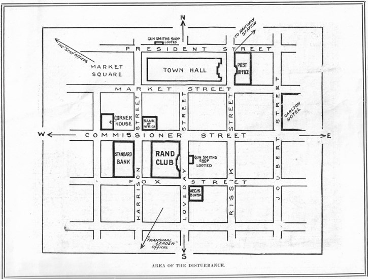 Map of Johannesburg during The Great Strike on the Rand.