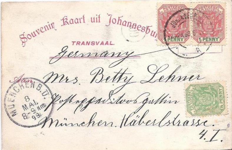 ZAR picture postcard dated 12 April 1899.