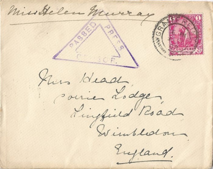cover from Miss Helen Murray posted in Graaff Reinet during the South African War