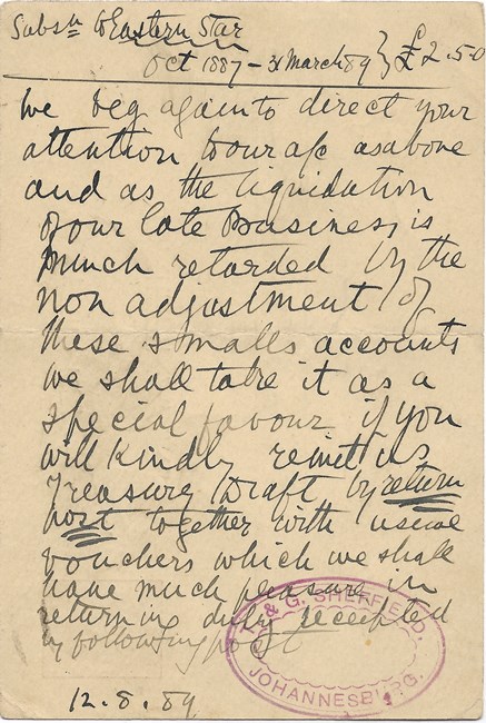  ©.psc message to Sir John Gordon Sprigg.