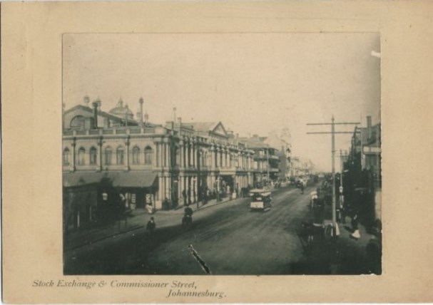 Christmas card showing the Fraser Street end of the Johannesburg Stock Exchange (west end), 
date unknown but probably late 1890s